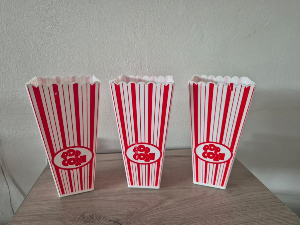 3 popcorn bekers, Ophalen of Verzenden, Zo goed als nieuw, Kunststof