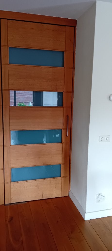 massief eiken taatsdeur met melkglas, 240 x 94, Ophalen, 80 tot 100 cm, 215 cm of meer, Binnendeur