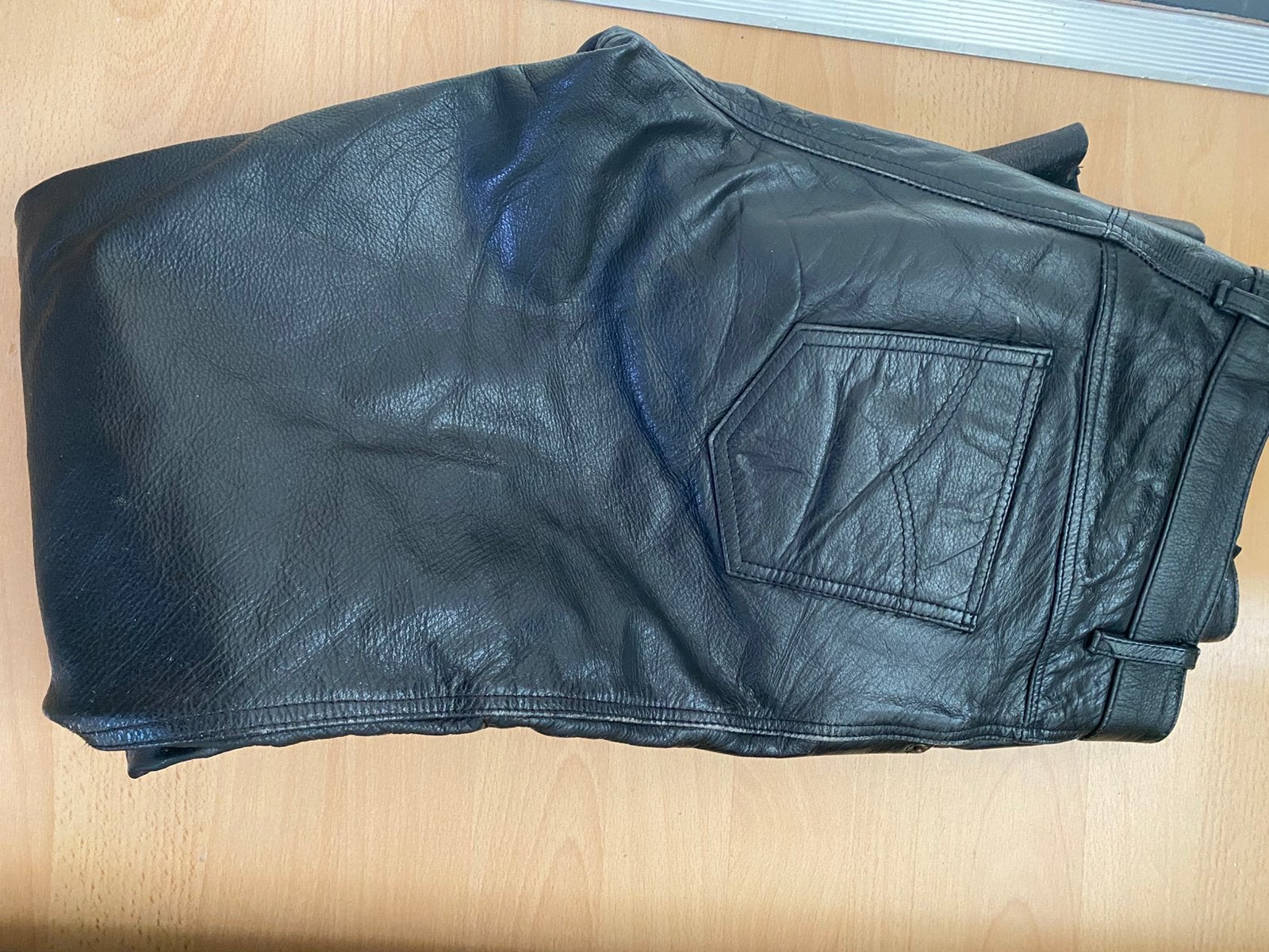Leren (motor) broek, Ophalen, Gedragen, Zwart, W33 - W34 (confectie 48/50)