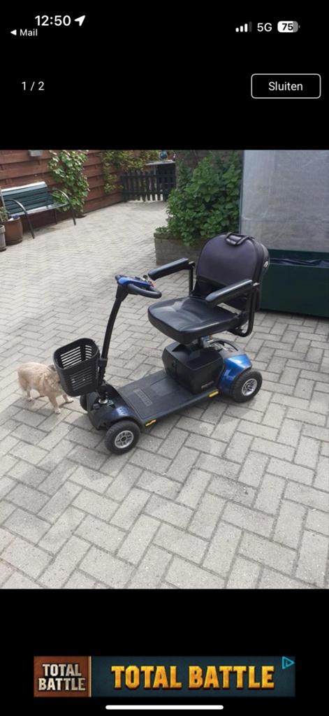 Demontabele Pride GoGo plus scootmobiel, Ophalen, 10 km/u of minder, 15 km of minder, Gebruikt