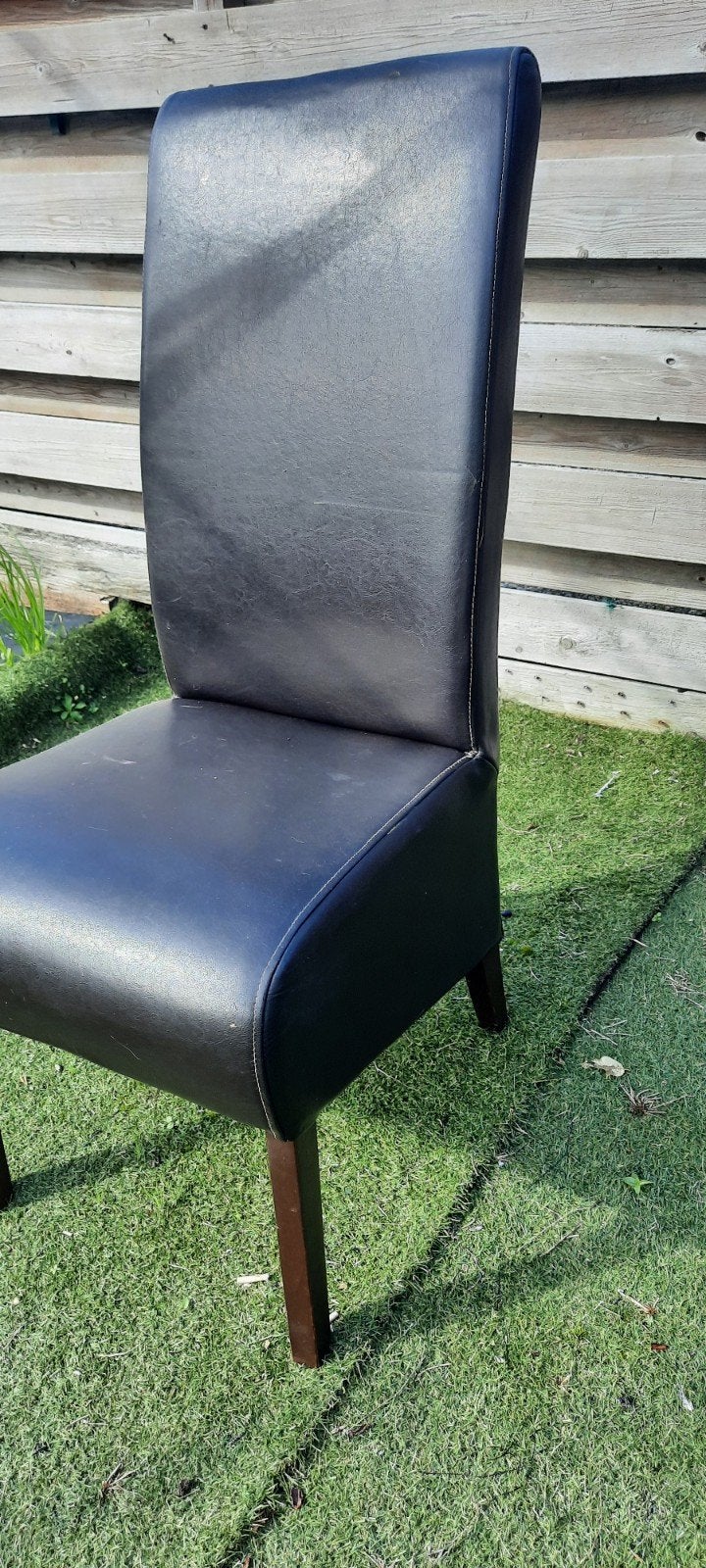 4 Elegante eetkamerstoel - Donkerbruin leer, Ophalen, Gebruikt, Bruin, Hout