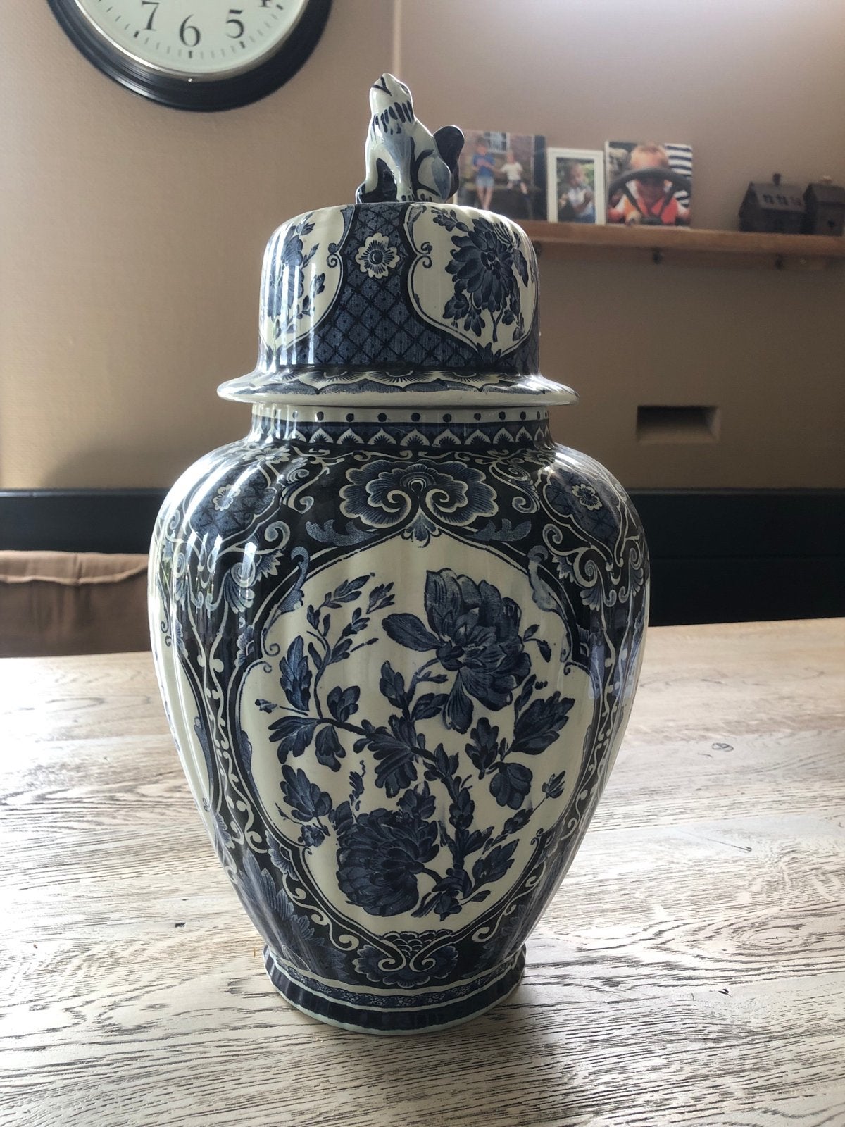 Prachtige Delfts Blauwe Gemberpot met Leeuw, Antiek en Kunst, Antiek | Vazen, Ophalen of Verzenden