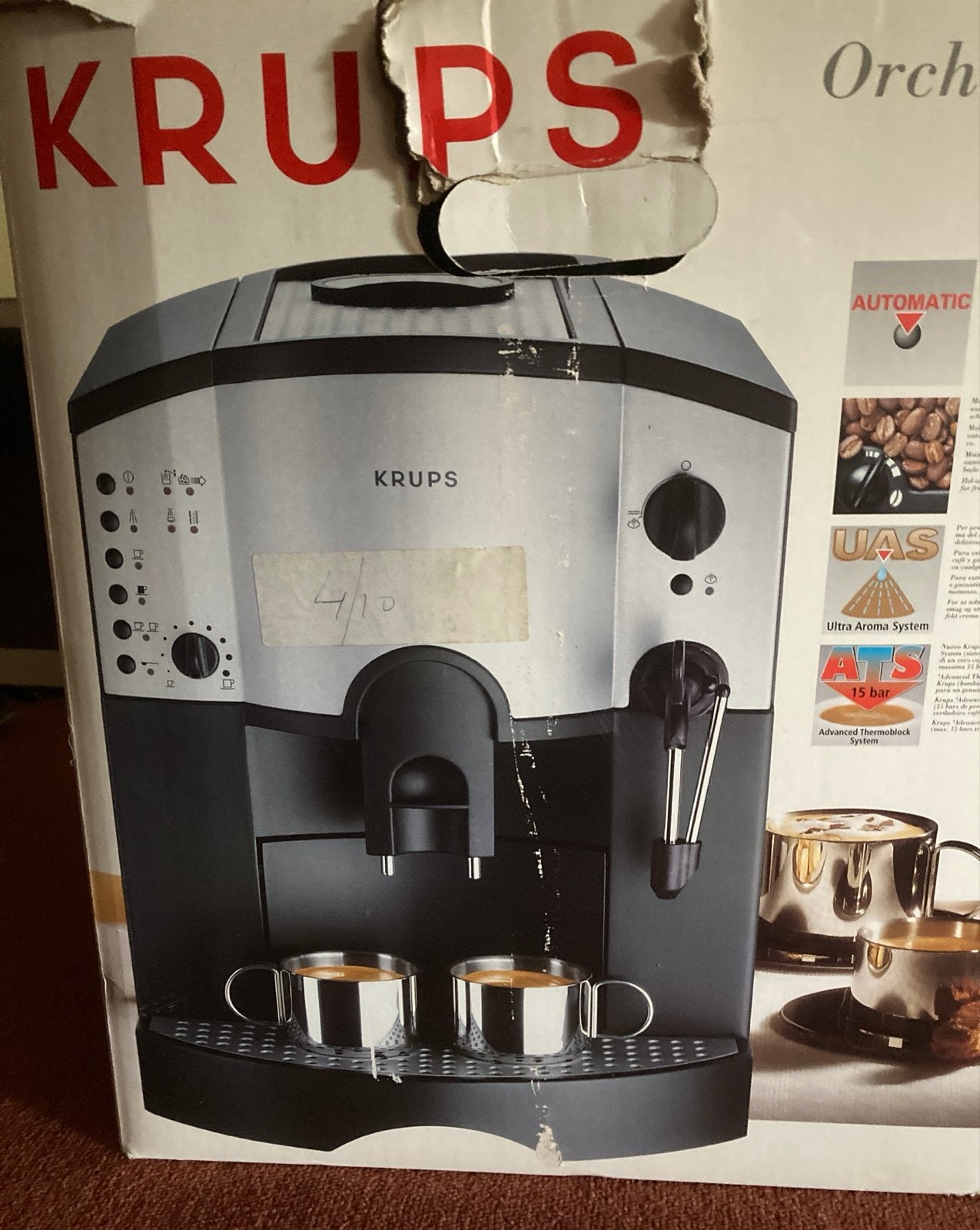 Krups Orchestro Espresso Apparaat, Witgoed en Apparatuur, Ophalen, Afneembaar waterreservoir, Gebruikt, Espresso apparaat