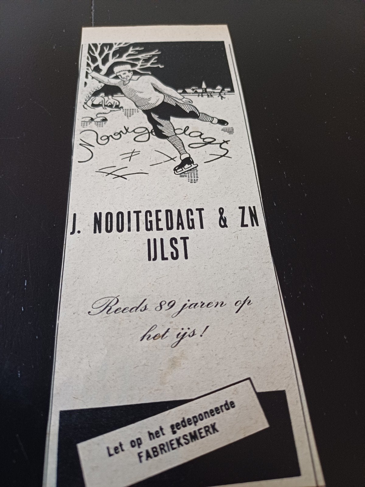 advertentie Nooitgedagt IJlst schaatsen 1954, Verzamelen, Ophalen of Verzenden, Gebruikt, Overige typen