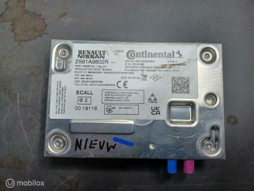 Module tcu sos telematica origineel Renault  2591a9802r, Renault, Nieuw, Ophalen of Verzenden, Renault
