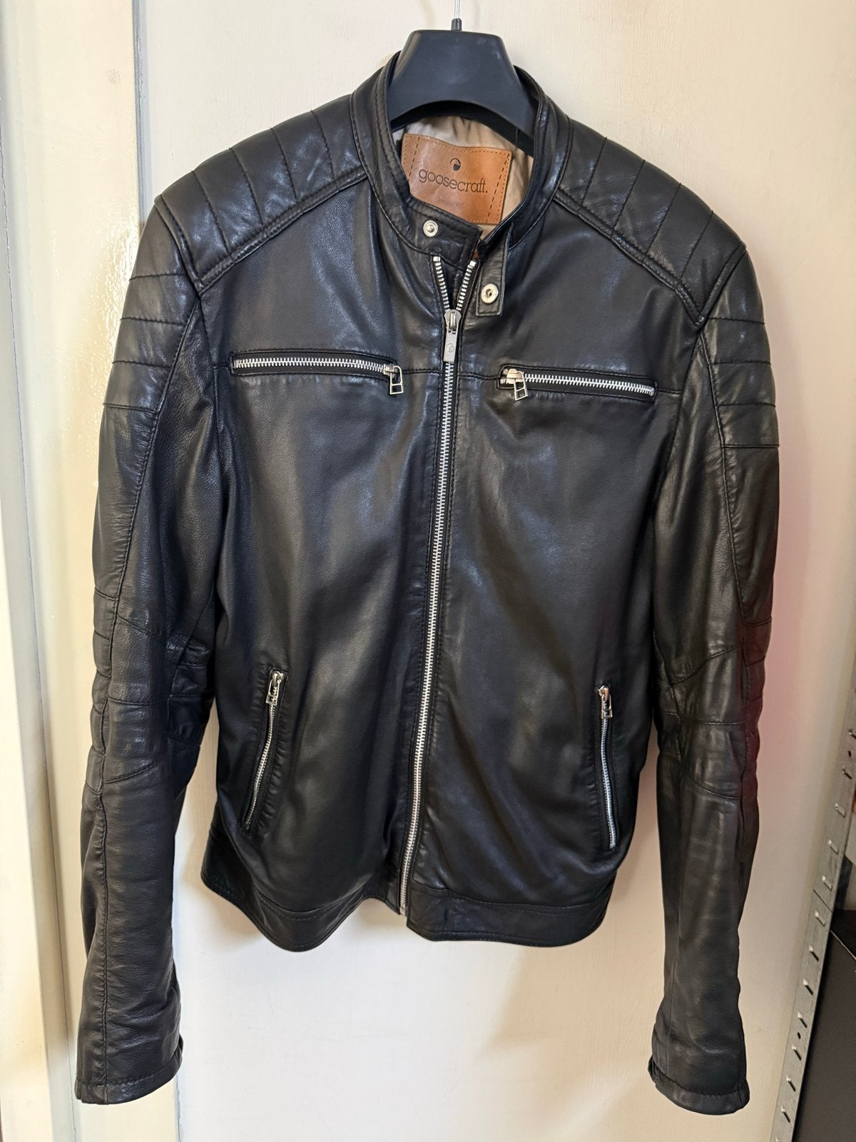 Goosecraft Biker 965 Schapenleer Herenjas Maat M, Ophalen of Verzenden, Gedragen, Maat 48/50 (M), Zwart