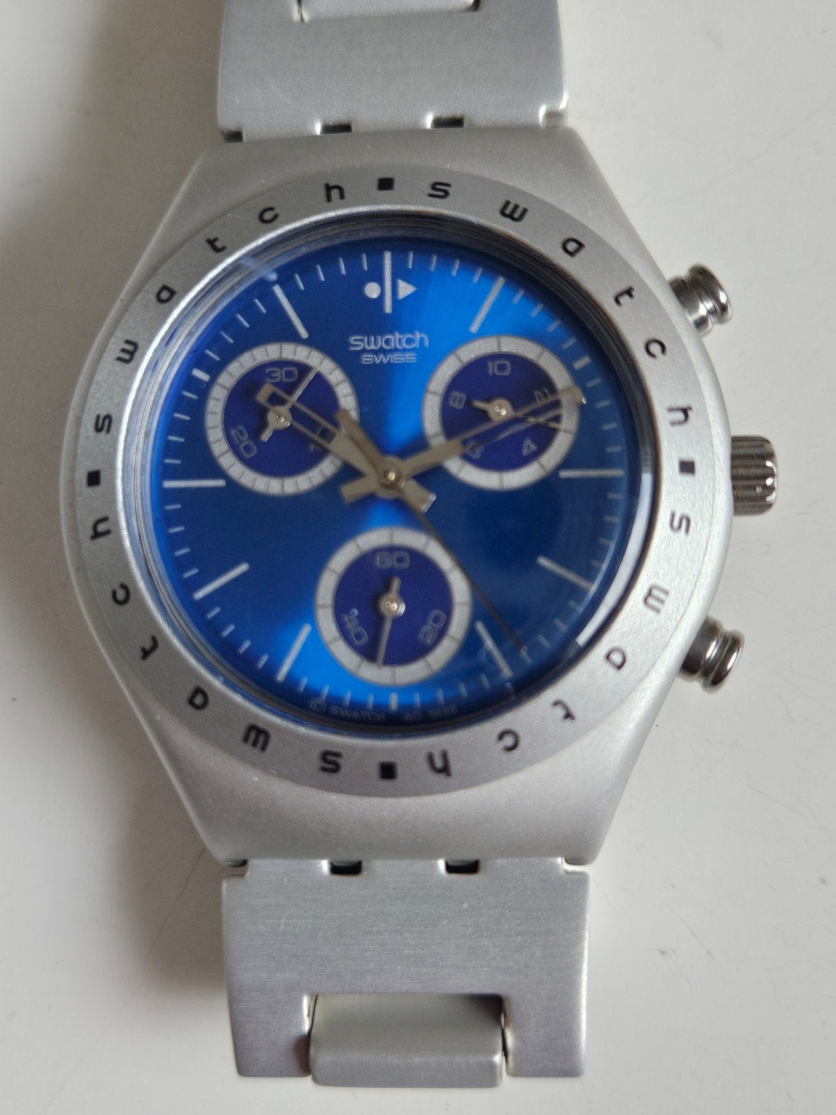 Swatch Irony aluminium horloge, Staal, Polshorloge, Ophalen of Verzenden, Zo goed als nieuw