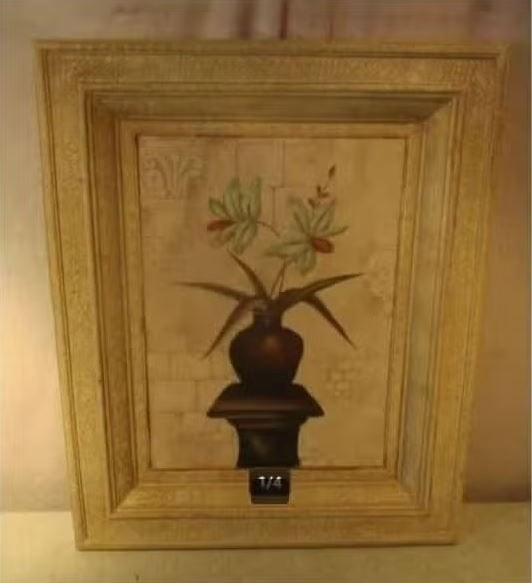 Mooi Geschilderd Werk 'Bloemen in Pot' - 62x50, Ophalen of Verzenden, Handgeschilderd, Bloemen, Paneel