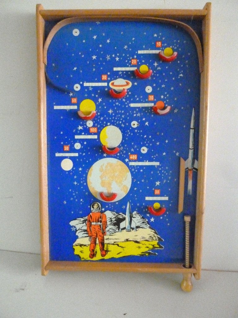 Vintage jaren 60 Trekbiljart/Knikkerspel Ruimtevaart Planeet, Antiek en Kunst, Verzenden