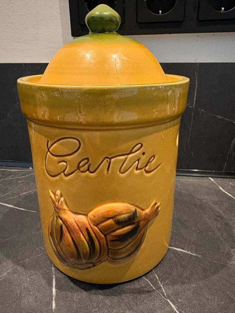 Vintage knoflookpot / garlic keeper – aardewerk, Antiek en Kunst, Ophalen of Verzenden