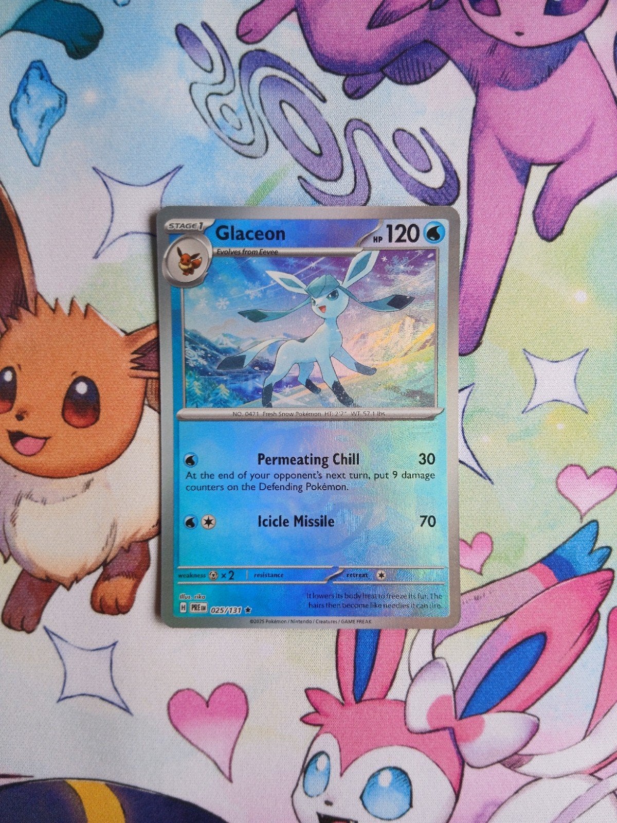 Glaceon #025/131 (Masterball) Prismatic Evolutions, Hobby en Vrije tijd, Verzenden, Nieuw, Losse kaart, Foil
