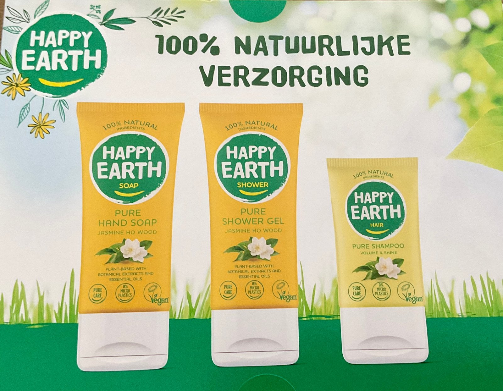 Gesloten kadoverpaking verzorgende Happy Earth producten, Ophalen of Verzenden, Nieuw, Bad & Douche
