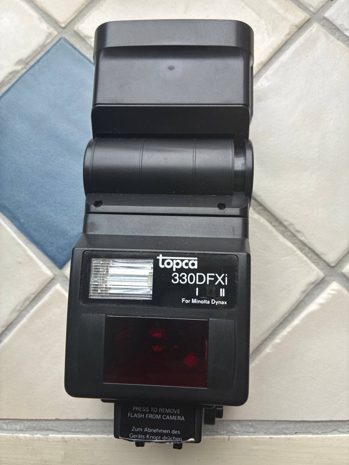 Topca 330DFXi Flitser voor Minolta Dynax - Zo goed als nieuw, Overige merken, Draaibaar, Externe flitser, Minolta