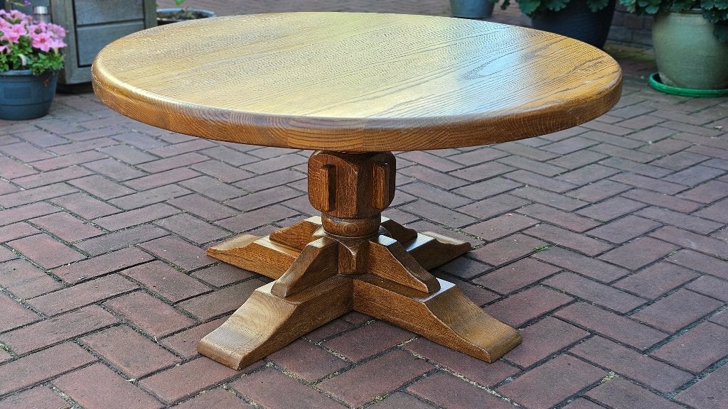 Ronde salontafel (licht eikenhout)-90cm diameter, Ophalen, Gebruikt, 50 tot 100 cm, 50 tot 100 cm