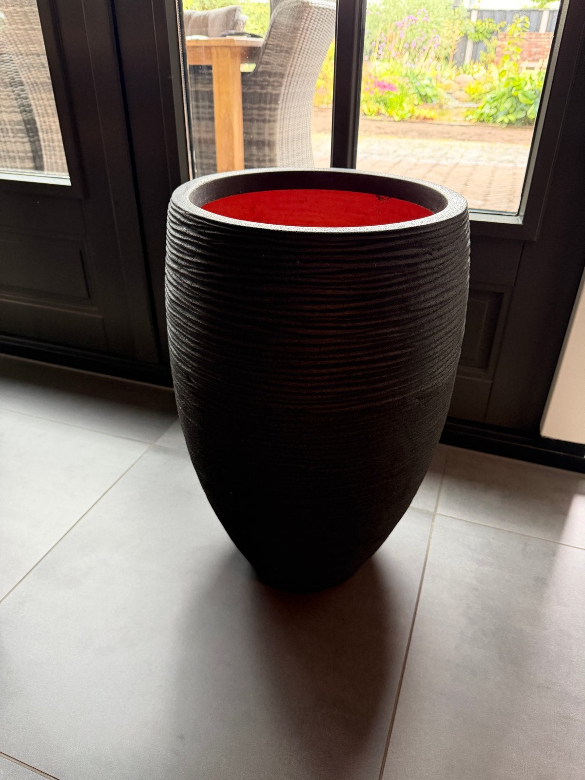 Nature Rib Bloempot - Ø35x60cm, Kunststof, Rond, Binnen, Zo goed als nieuw