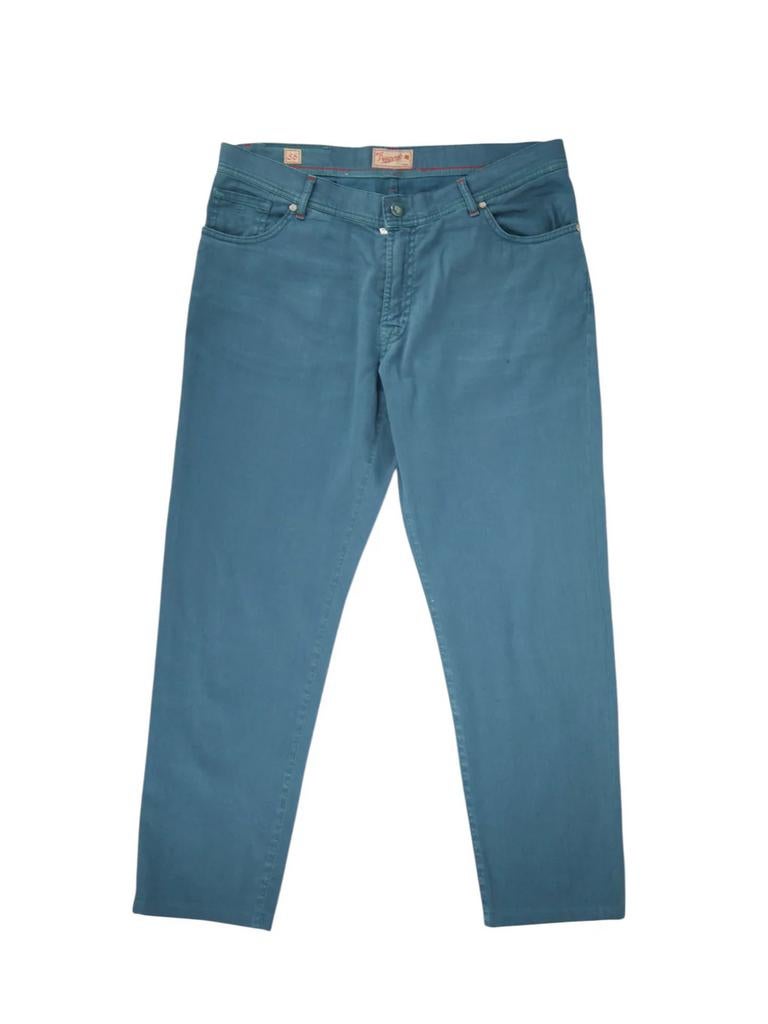 Marco Pescarolo Turquoise Katoen Linnen Chino, Ophalen of Verzenden, Zo goed als nieuw, Maat 56/58 (XL), Blauw