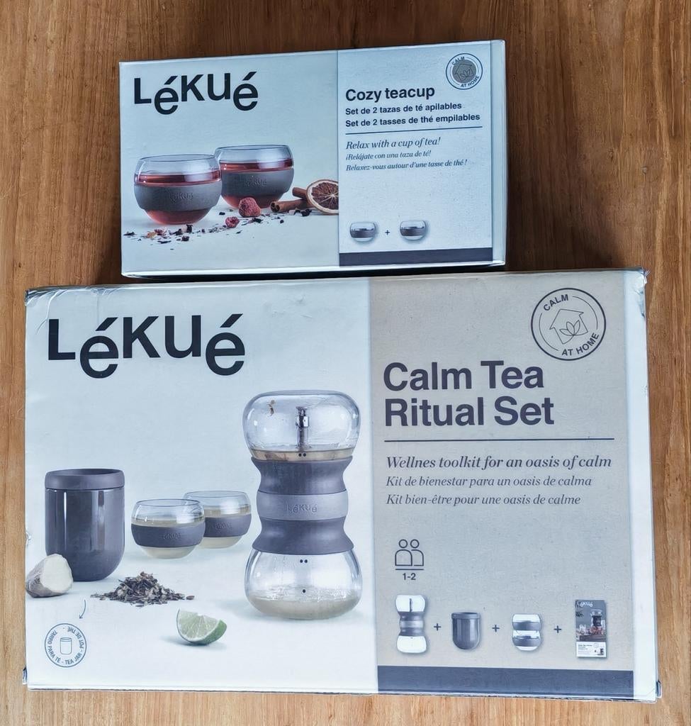 Lékué Calm Tea Ritual Set & Cozy Teacups - Nieuw, Theepot/fluitketel, Glas, Nieuw, Ophalen of Verzenden