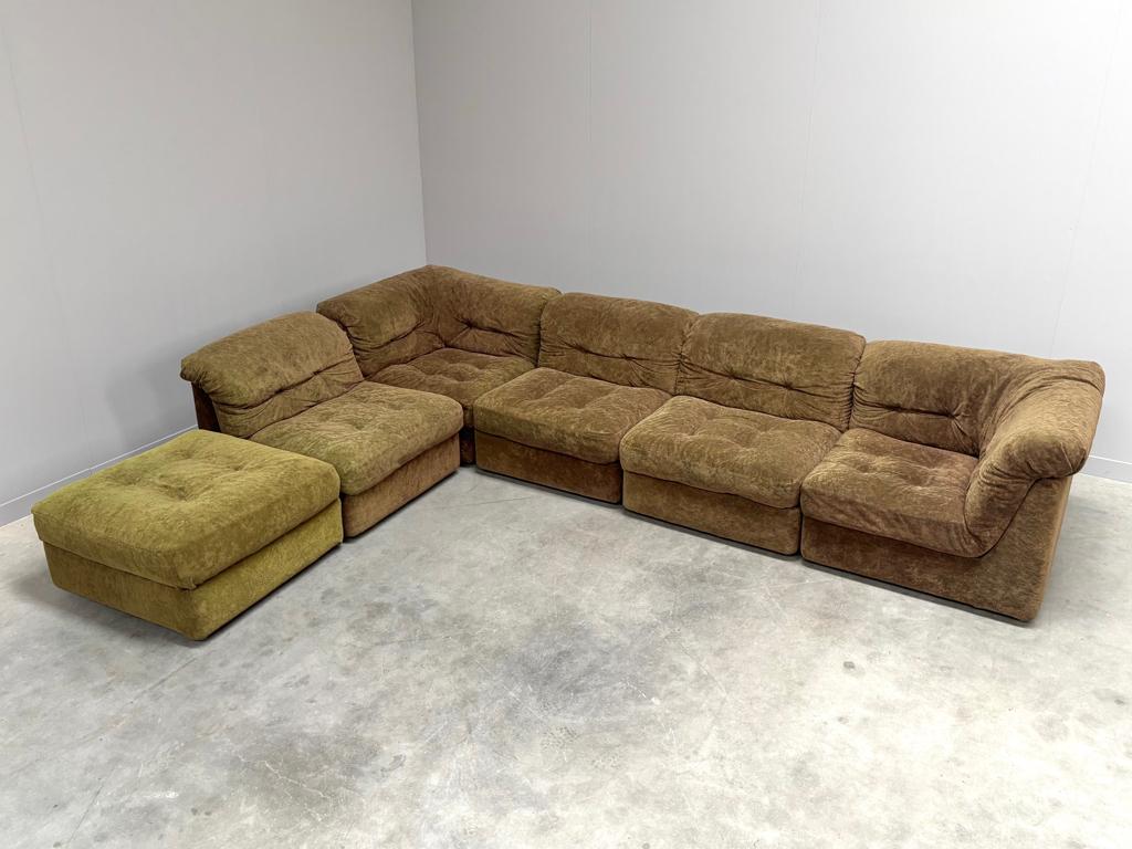 Vintage modulaire elementen sofa bankstel jaren 60 70, Ophalen, Hoekbank, 75 tot 100 cm, Stof