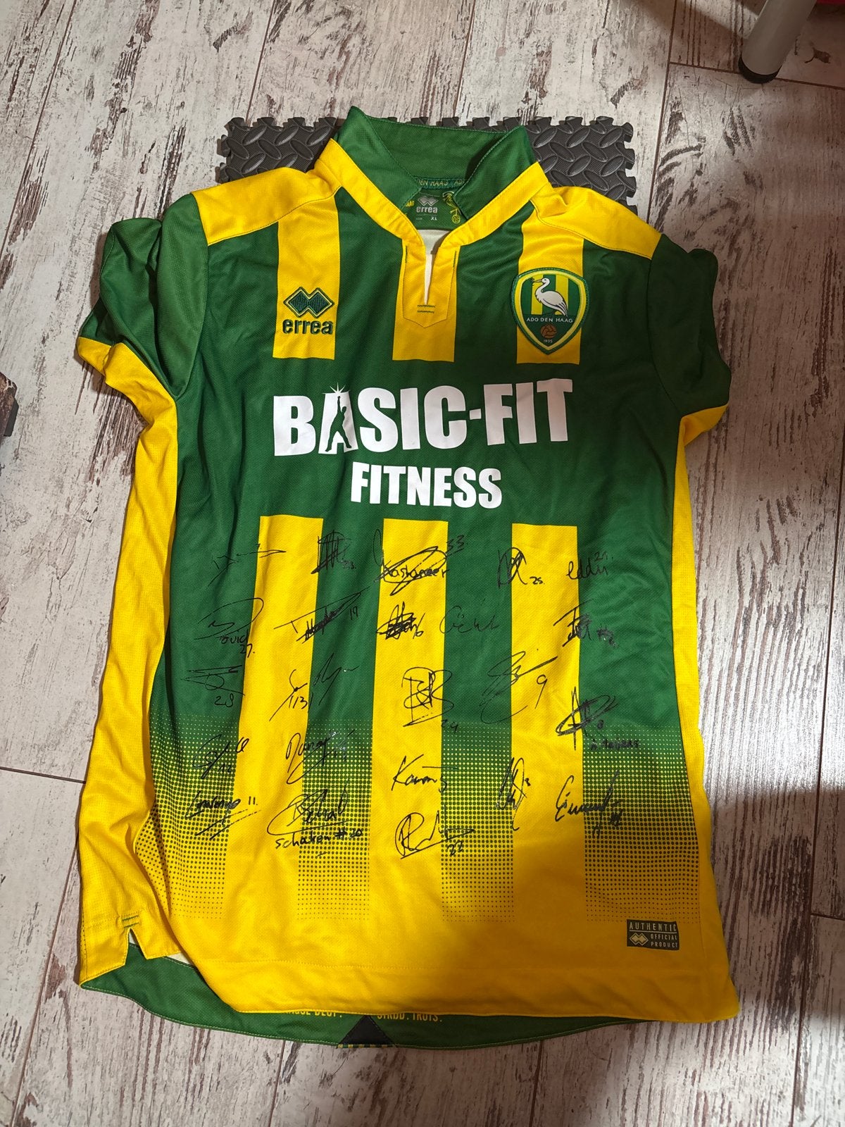 ADO Den Haag Thuisshirt 2016-2017 Gesigneerd Maat XL, Sport en Fitness, Voetbal, Maat XL, Verzenden, Zo goed als nieuw, Shirt