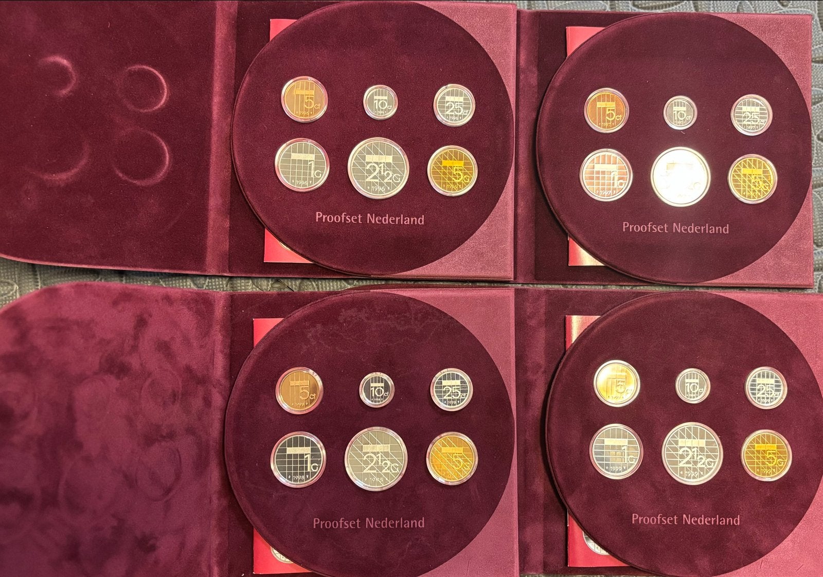 Proofset munten Nederland 1996-1999, Postzegels en Munten, Verzenden, Koningin Beatrix, Overige waardes, Setje
