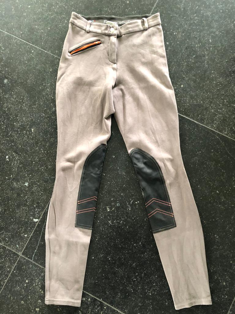 €5 Paardrijbroek Fouganza, maat XS, kleur taupe, Decathlon, Dieren en Toebehoren, Ophalen of Verzenden, Gebruikt, Kinderen, Bovenkleding