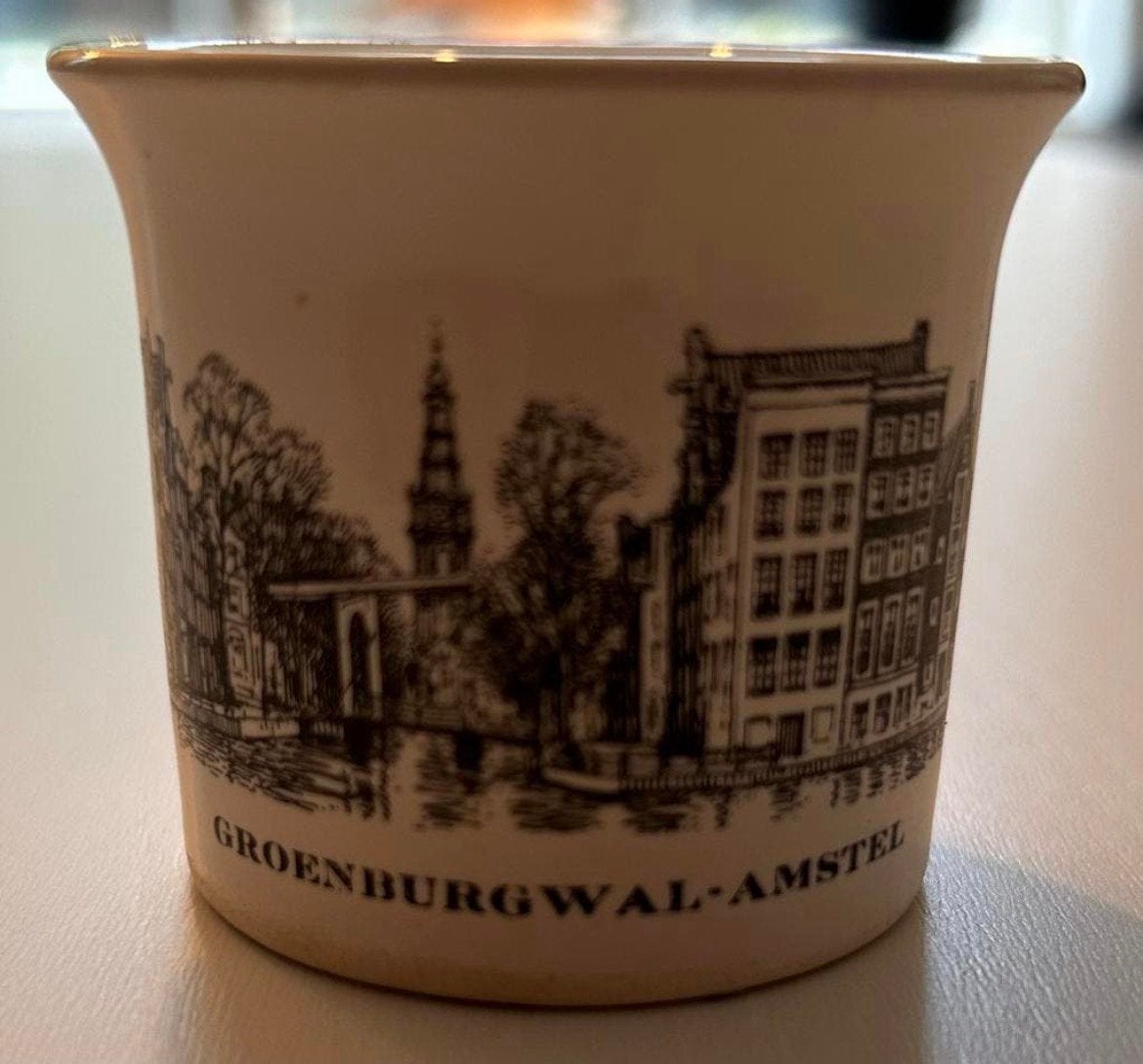 Vintage eierdop Amsterdam grachtenpand Groenburgwal - Amstel, Ophalen of Verzenden