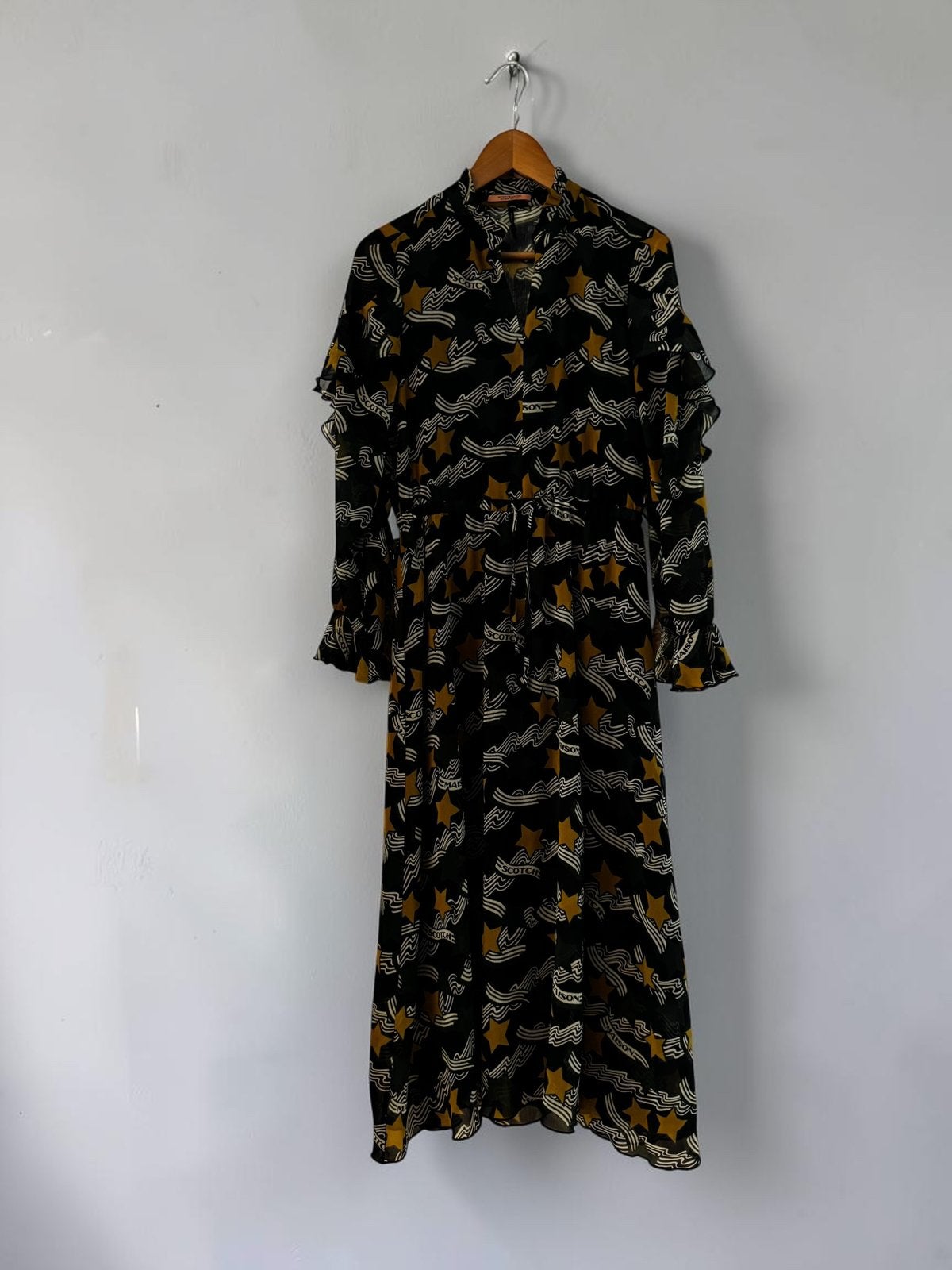 Scotch & Soda Maison Scotch maxi jurk zwart S small 36, Zwart, Ophalen of Verzenden, Zo goed als nieuw, Maat 36 (S)