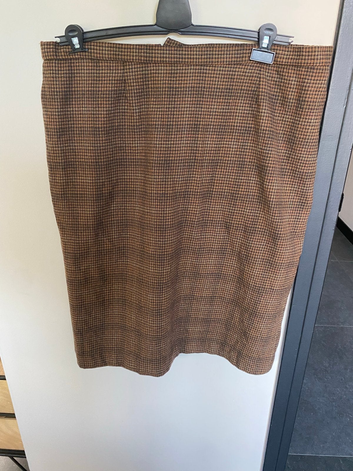 Françoise geruite rok, maat 52, wolmix, Kleding | Dames, Bruin, Maat 46/48 (XL) of groter, Ophalen of Verzenden, Zo goed als nieuw