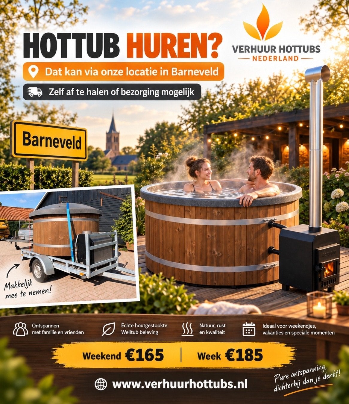 Hottub te huur - Ontspanning voor weekend of week, Ophalen, Zo goed als nieuw, Vast