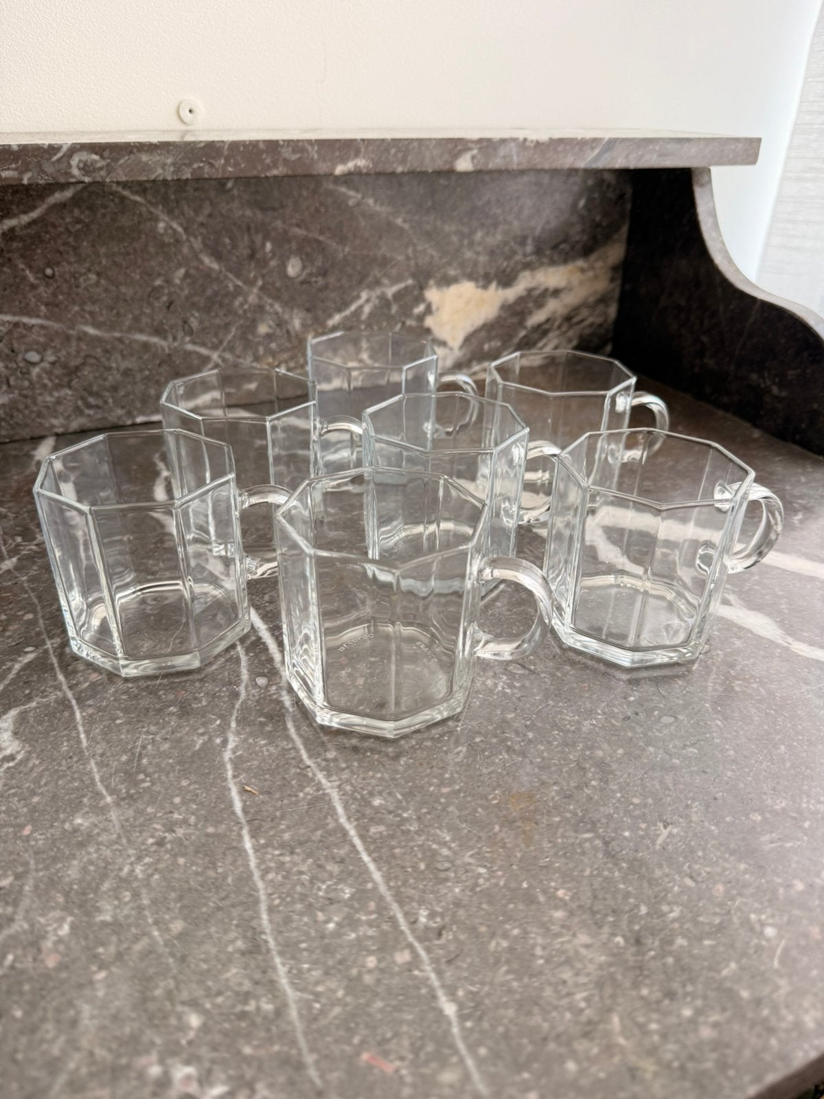 Vintage Arcoroc Luminarc Octime glazen koffie/thee mokken, Gebruikt, Overige merken, Vintage, Glas