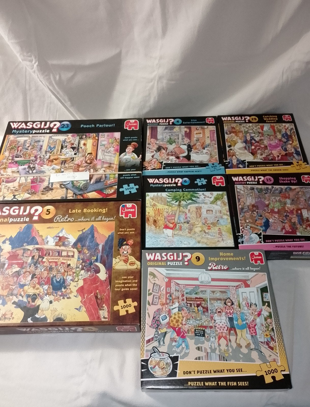 7 prachtige Wasgij puzzels., Ophalen of Verzenden, 500 t/m 1500 stukjes, Gebruikt, Legpuzzel