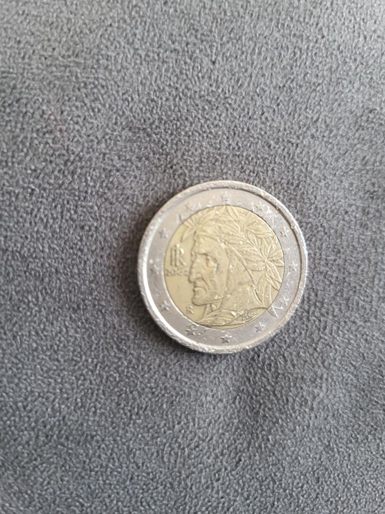 2 Euro munt Italië 2002 Dante Alighieri, Zeldzame muntfout., Ophalen of Verzenden, Italië, 2 euro, Losse munt