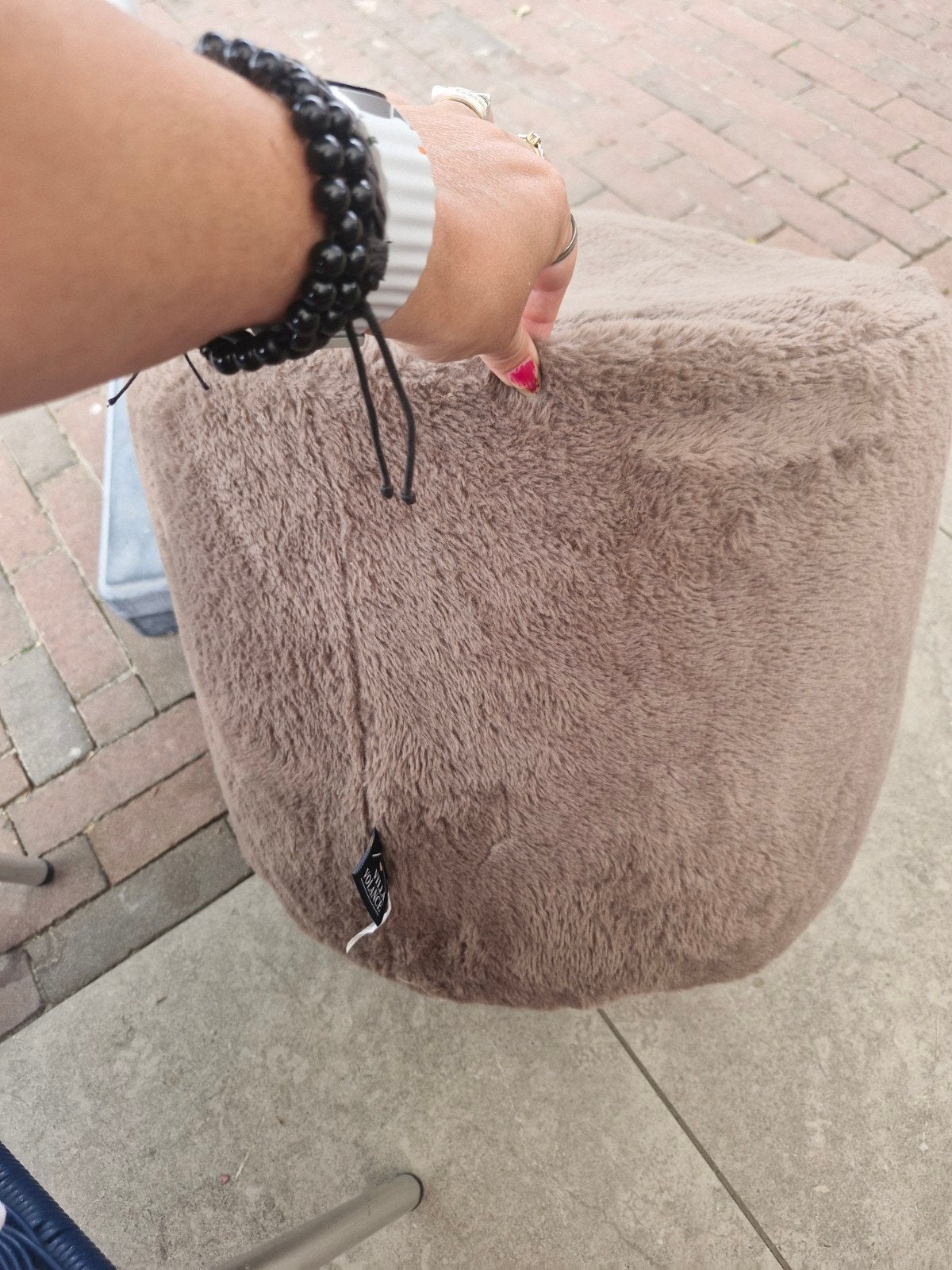Opblaasbare Fluffy Poef - Grijs Stof, Minder dan 50 cm, Gebruikt, Rond, Minder dan 50 cm