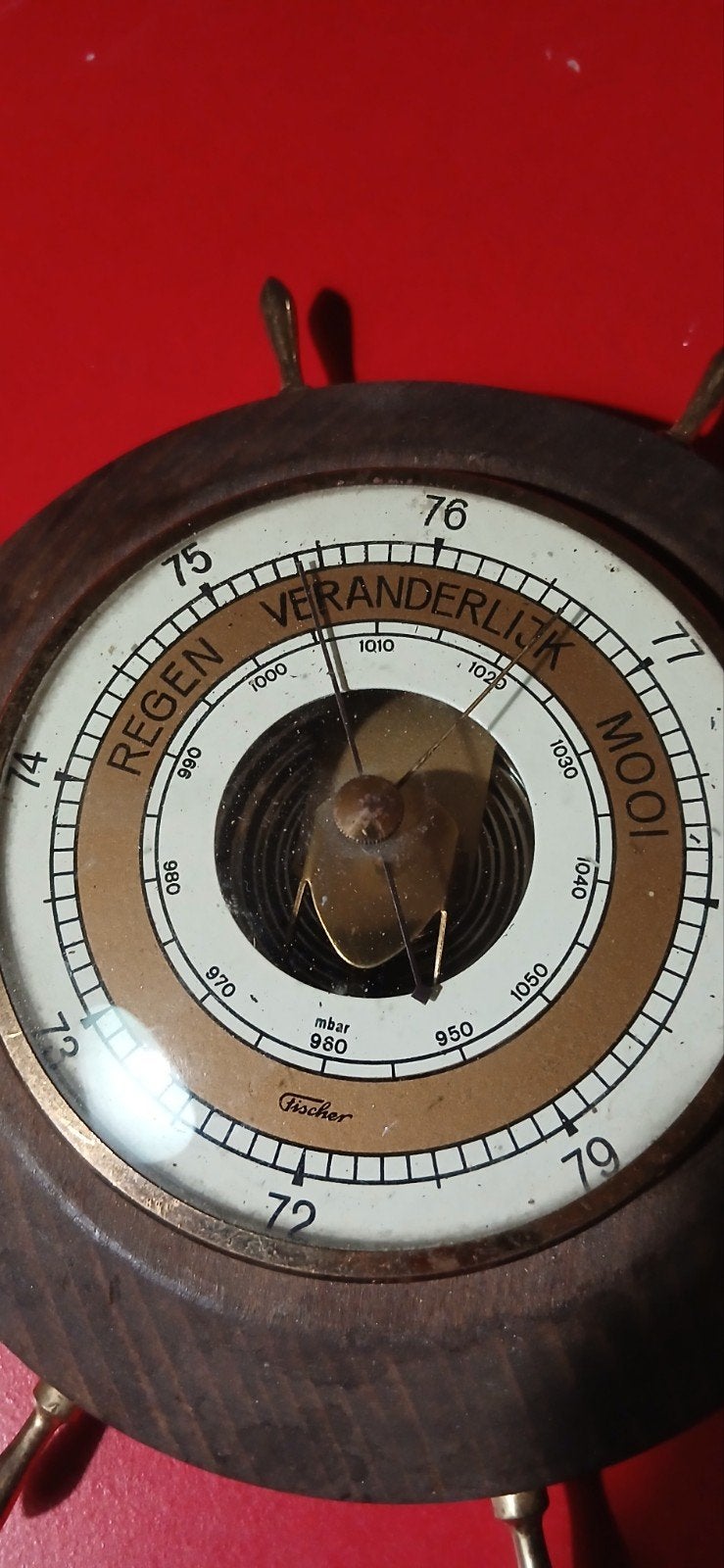 Vintage Fischer Barometer - Scheepsroer Design, Ophalen, Gebruikt, Barometer