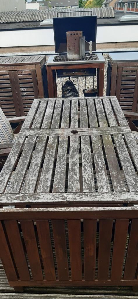 Ikea Applaro tuintafel hout uitklapbaar zie foto's, Ophalen, Gebruikt, Rechthoekig, Hout