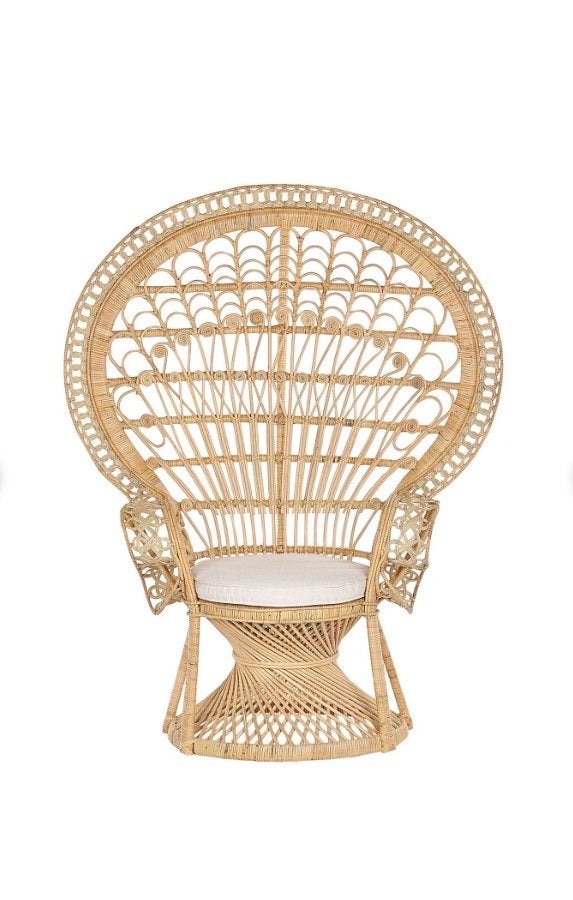 Rotan Pauwenstoel - In zeer goede staat, Ophalen, Overige kleuren, Riet of Rotan, Zo goed als nieuw
