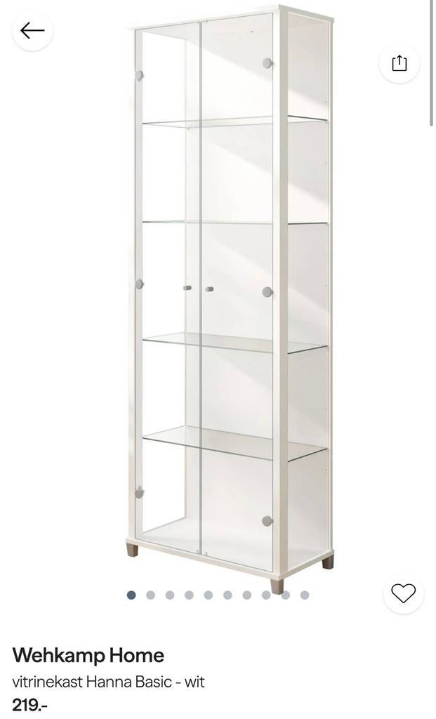 Witte vitrinekast, Ophalen, Zo goed als nieuw, 25 tot 50 cm, 100 tot 150 cm