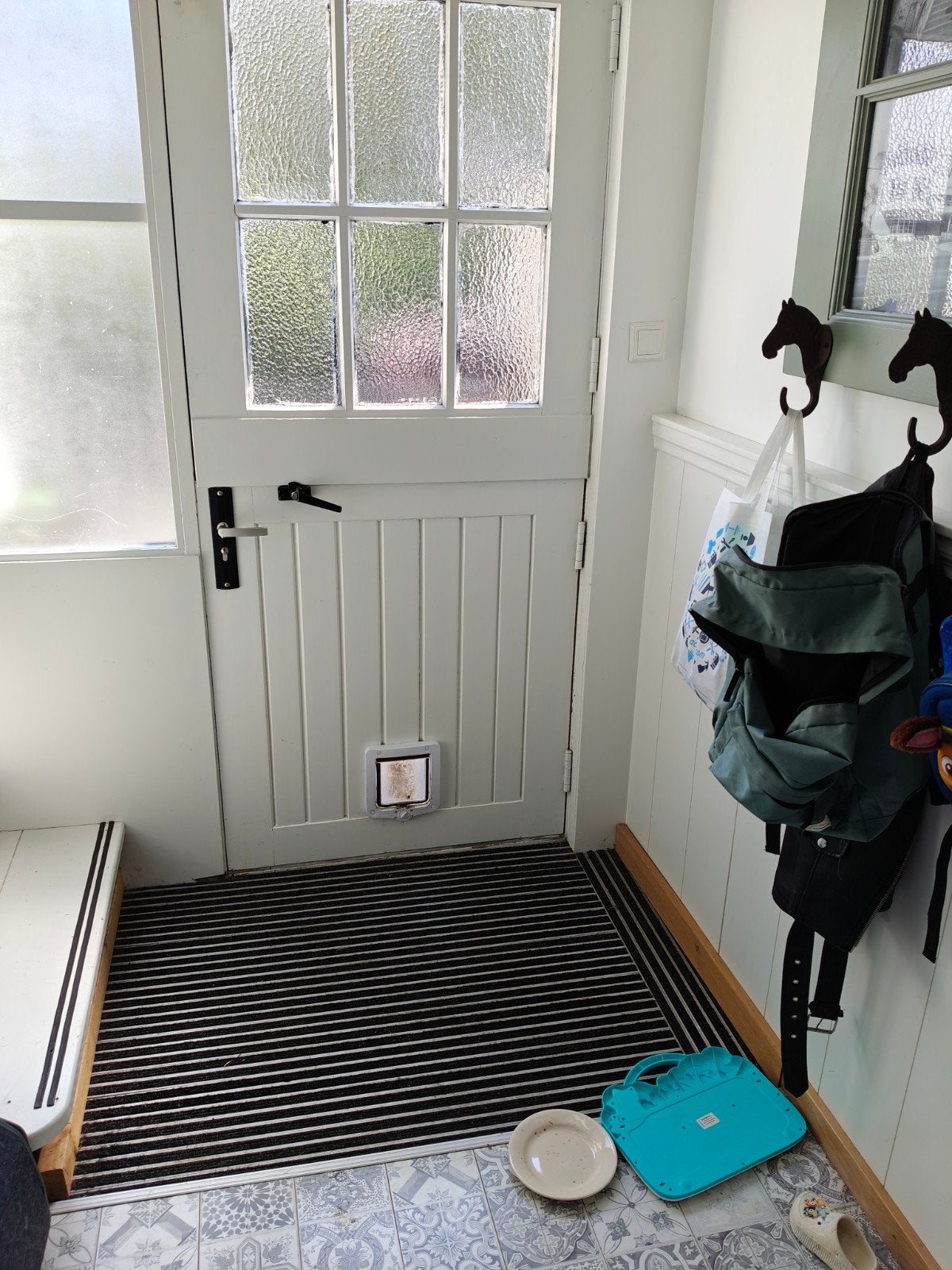 Boerendeur 93x211 cm met kattenluik, Ophalen, Gebruikt, 80 tot 100 cm, Buitendeur