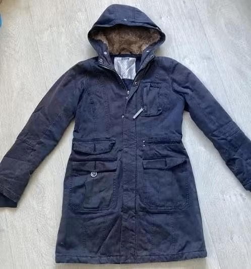 Blauwe lange jas maat M van protest, Maat 38/40 (M), Blauw, Ophalen of Verzenden, Protest
