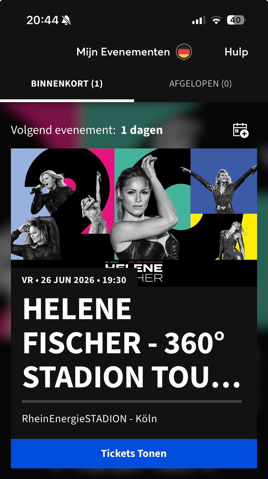 4 kaarten Helene Fischer concert vrijdag 26/6  Keulen, Tickets en Kaartjes, Drie personen of meer