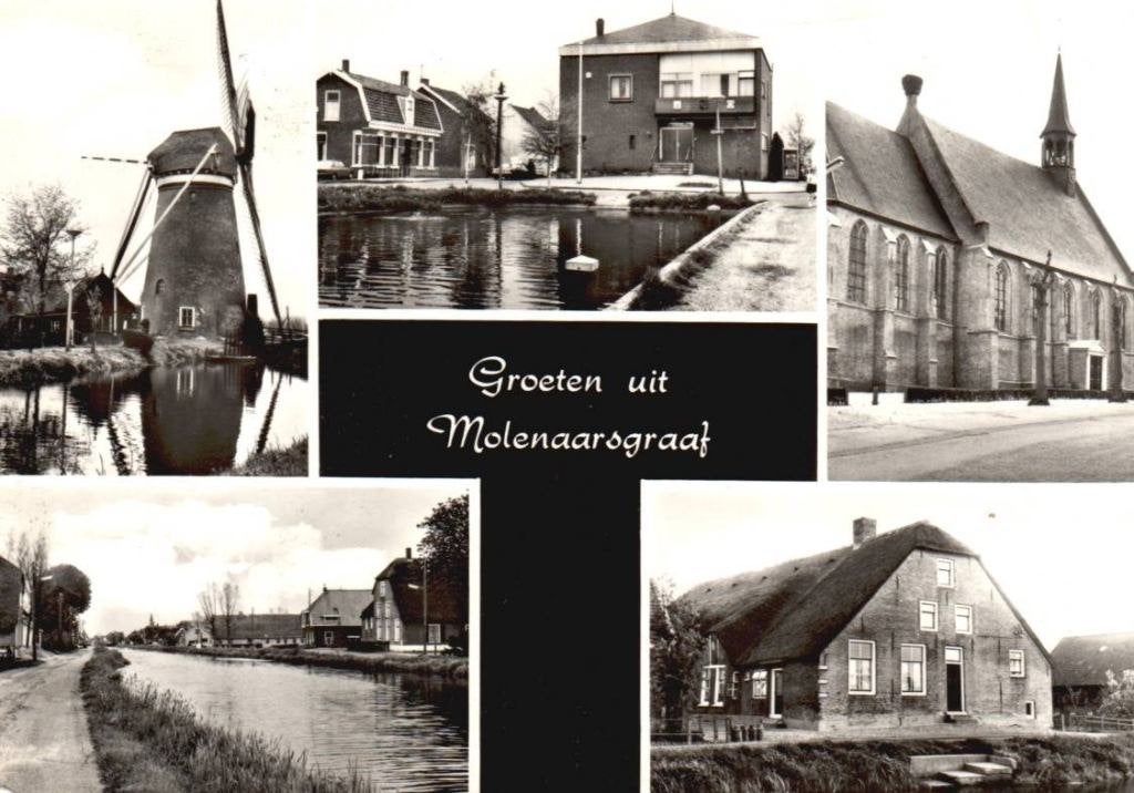 Molenaarsgraaf (ZH) 5-vensterkaart -Groeten uit- met molen-, Ophalen, 1960 tot 1980, Gelopen, Zuid-Holland
