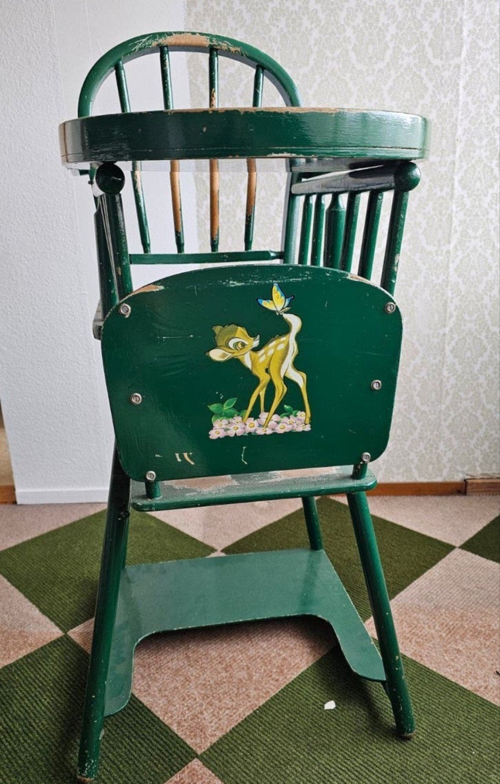 Vintage Groene Kinderstoel met Bambi Decoratie, Ophalen, Gebruikt, Overige typen