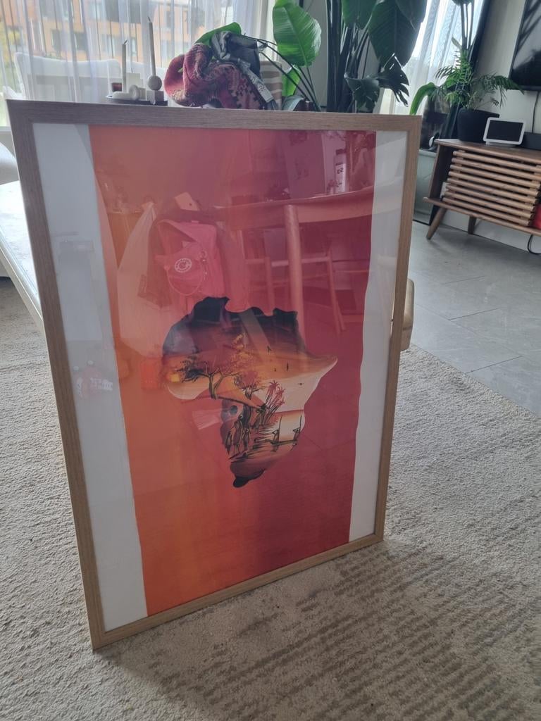 Groot ingelijst schilderij van Afrikaanse savanne, Ophalen