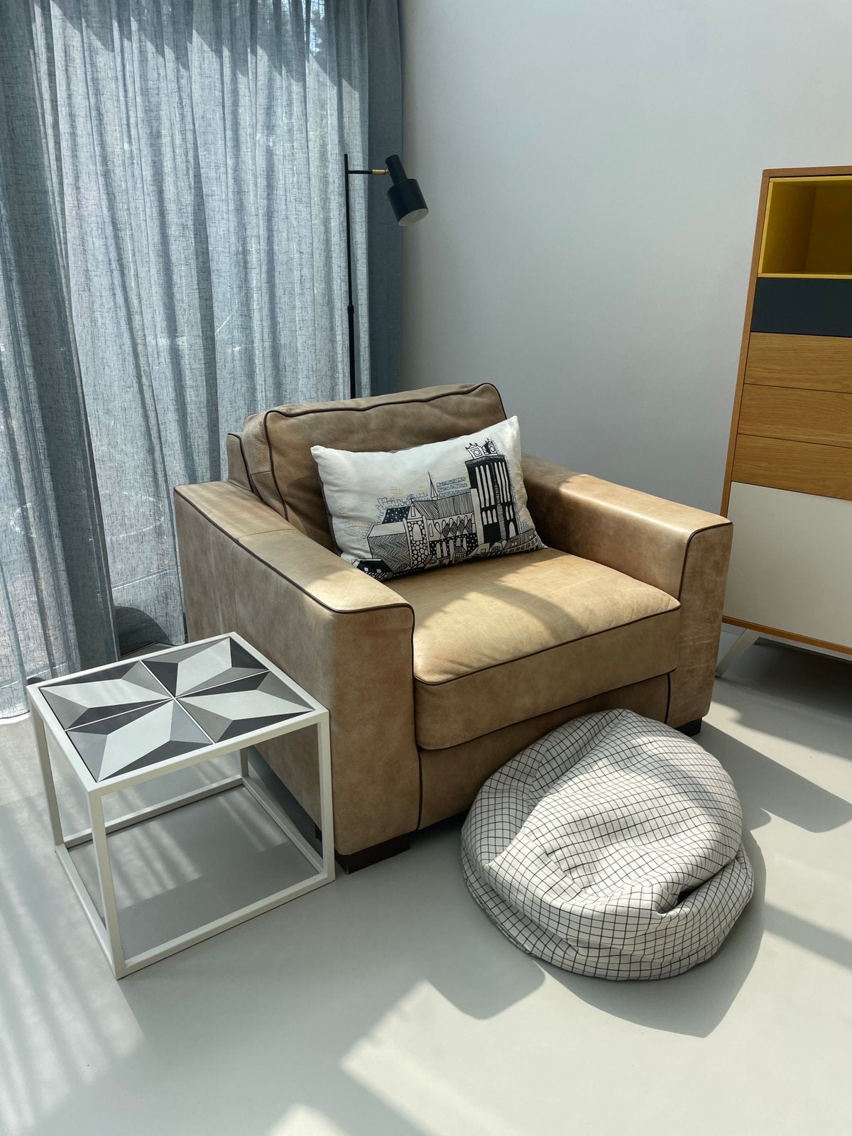 Lederen relaxfauteuil, Ophalen, Gebruikt, 100 tot 125 cm, Leer