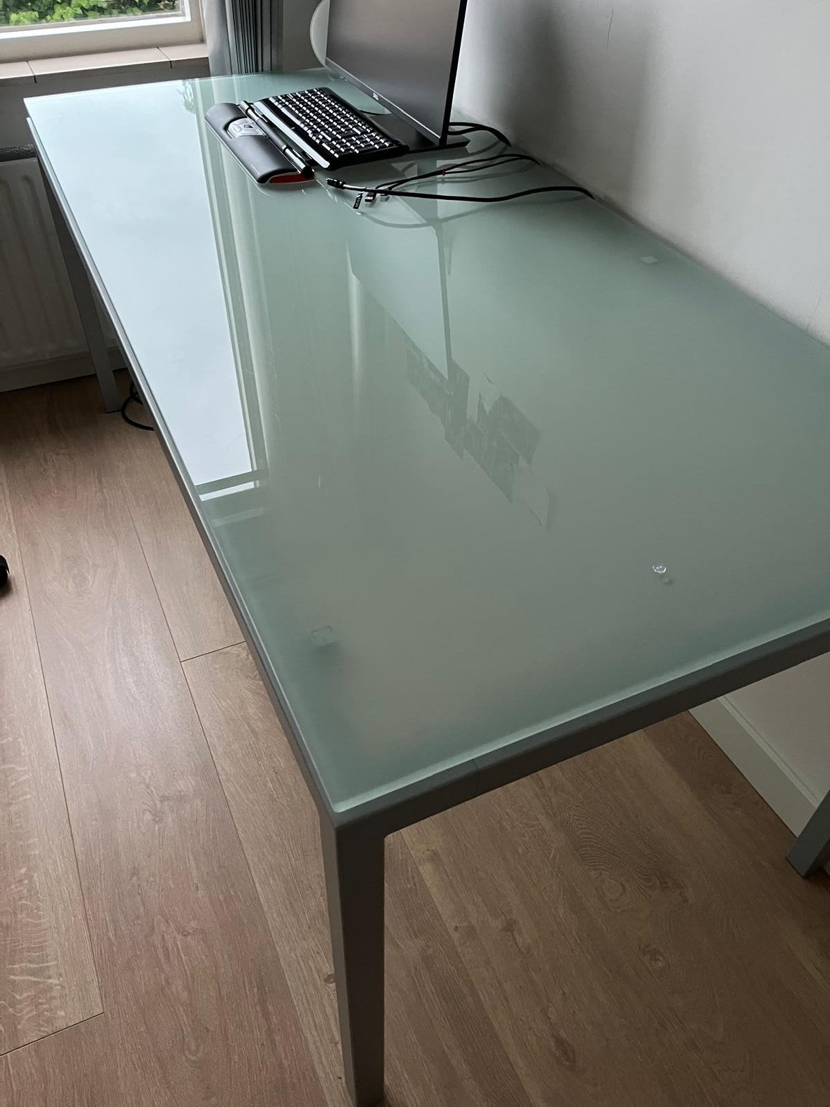 Glazen eettafel bureau werktafel, Ophalen, Gebruikt, 50 tot 100 cm, Glas