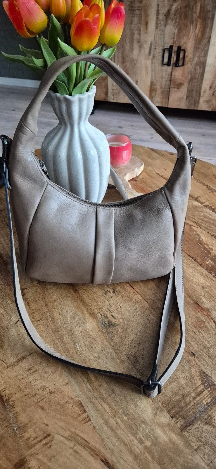 Bag2Bag Leren Schoudertas- Zo goed als nieuw, Ophalen of Verzenden, Zo goed als nieuw, Beige, Schoudertasje