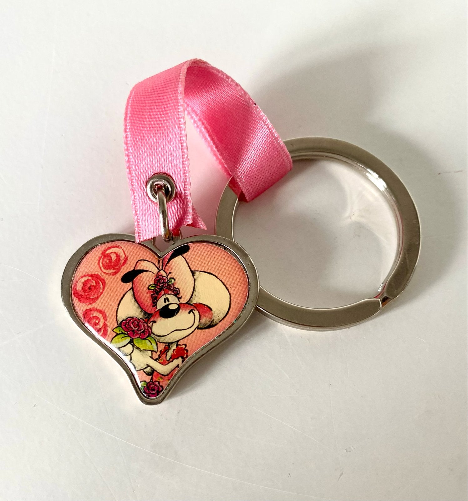 Diddlina sleutelhanger hartje met rozen, Verzamelen, Diddl, Gebruikt, Overige typen, Diddlina, Ophalen of Verzenden