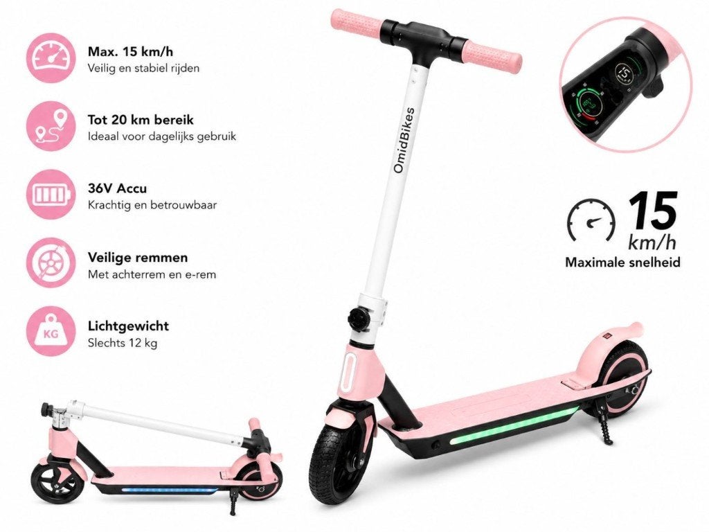 Elektrische Kinderstep Grijs 15 km/u, 20 km Bereik & LED, Ophalen of Verzenden, Nieuw, Overige typen