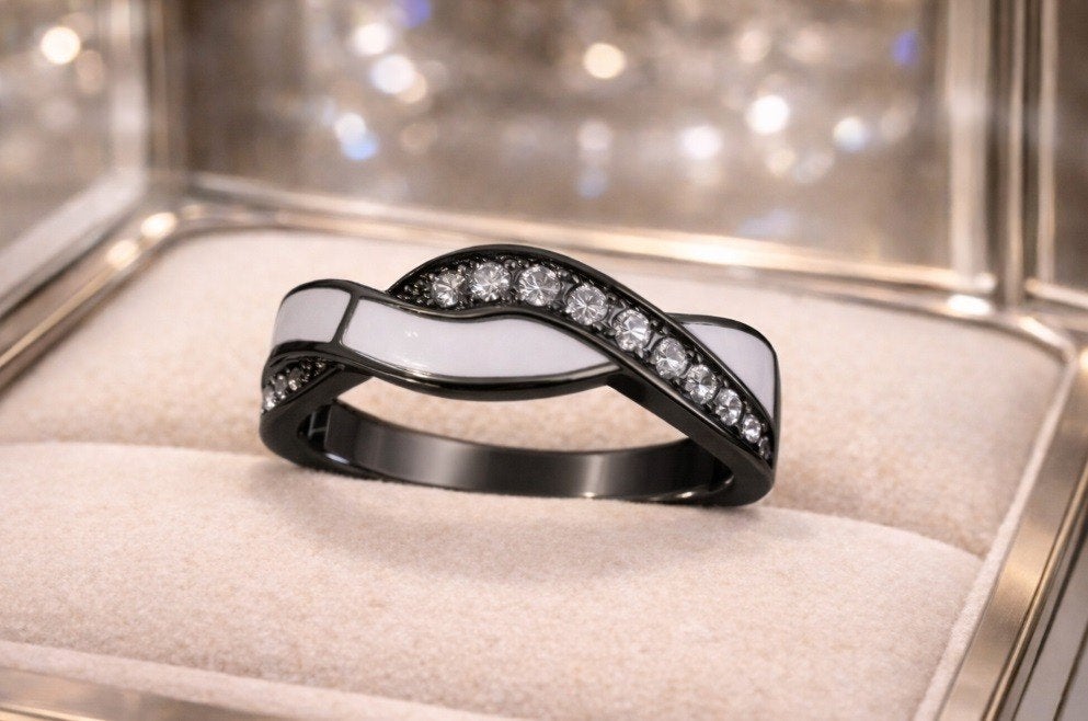 Opaal ring maat 17.5mm, Sieraden, Tassen en Uiterlijk, Overige materialen, Ut, Zwart, Nieuw