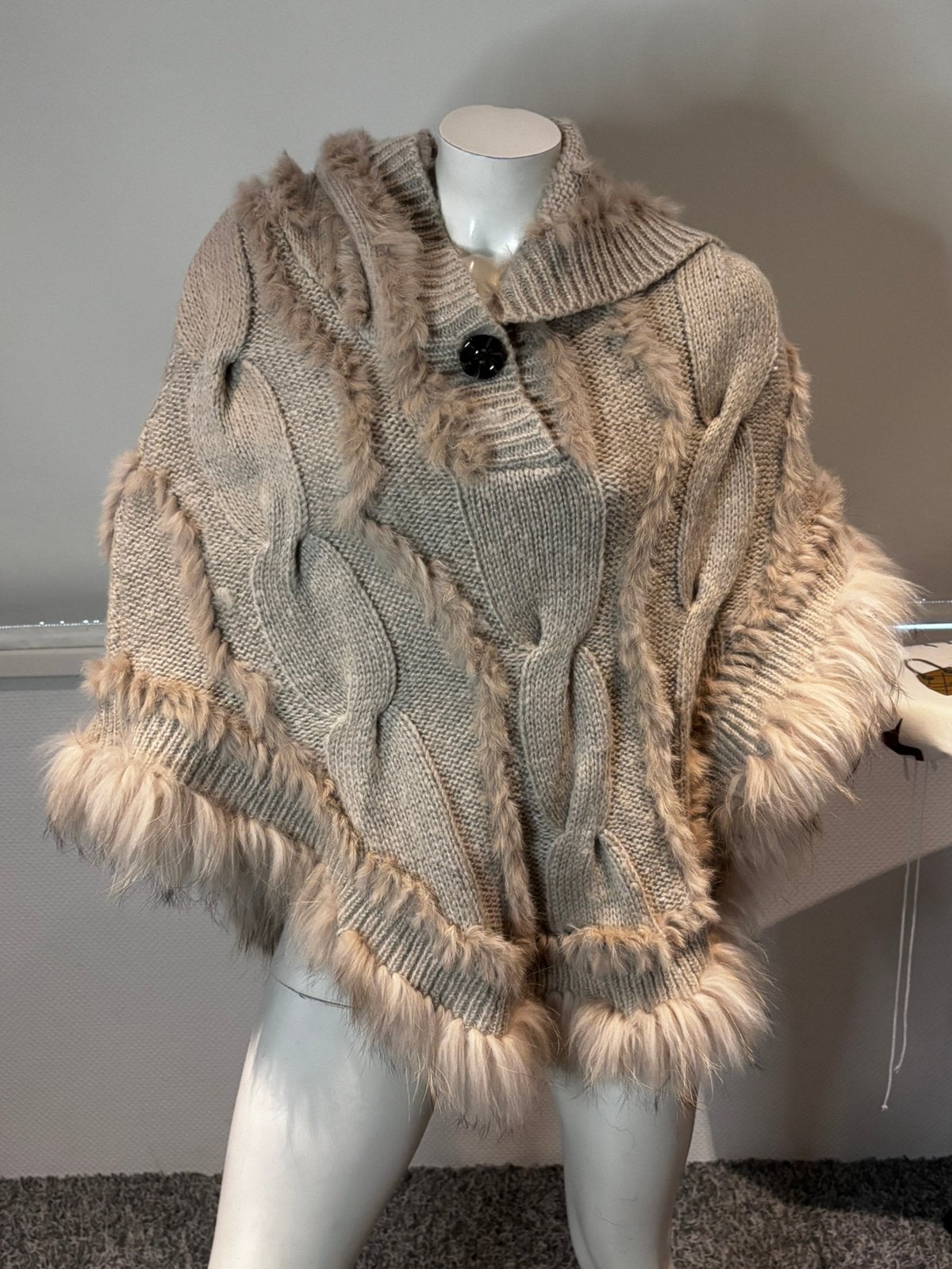 Anna ventura poncho onesize, Maat 38/40 (M), ., Beige, Ophalen of Verzenden